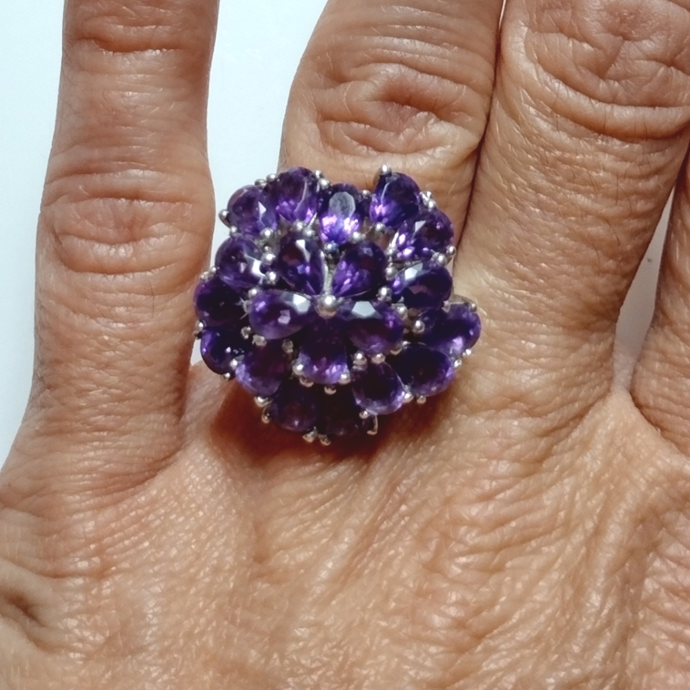 Sterling silver amethyst flower ring